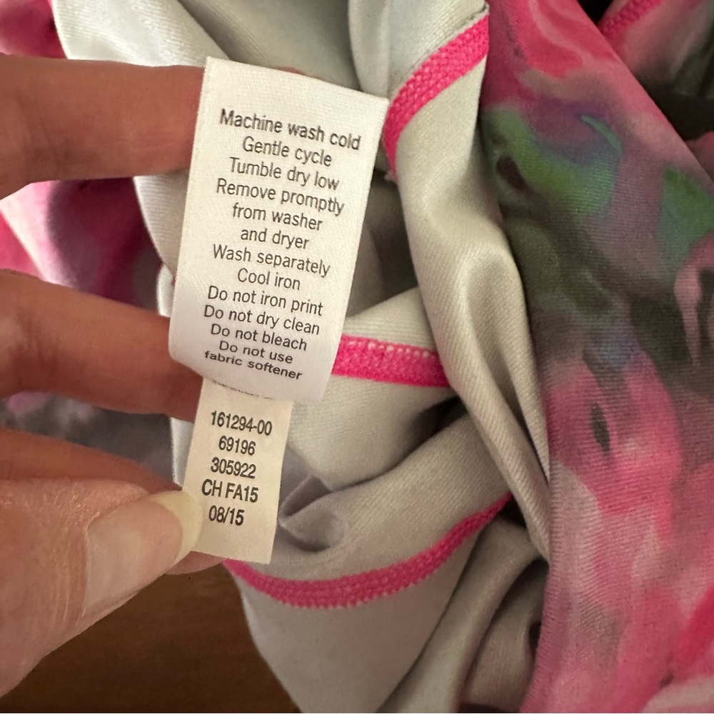 Athleta Chaturanga‎ Floral Bloom Capri Tight Legging Pink Gray Print Large - Picture 8 of 9